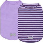 KYEESE 2Pack Dog Shirt, Soft Striped Dogs T Shirts, Lightweight Doggie Tank Top Cat Clothes, Sleeveless Dog Shirt for Small Dogs, Stretchy Pet Vest, Purple, Medium
