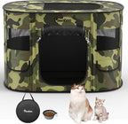 Dog Playpen, Portable Pet Cat PlayPen, 600D Oxford Dog Kennel Tent Crate, Waterproof&Breathable, Indoor Outdoor Travel Camping for Medium/Large Breed with Carrying Case+Bowl(L), Black Camouflage
