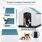 OFIKA Large Dog House Outdoor Indoor,Insulated Plastic Dog House for Small Medium Large Dogs,Durable Waterproof Dog House with Air Vents and Elevated Floor, Ventilate & Easy Clean, Assemble