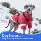 MIGOHI Waterproof Dog Coat with Harness Adjustable Dog Jacket Pet Winter Coat with Zipper,Christmas Small Fleece Jacket for Small Dogs,Extra Long Sleeves Warm Winter Snowsuit for Dogs,M,Pink