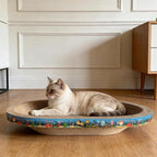 2PCS Large Cat Cardboard Scratcher with Toys, Oval 21.7" x 14.9" Kitty Scratching Board for Indoor Kitten Play Scratch Bed Sofa Furniture Protector