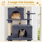 PETSITE 70-inch Tall Cat Tree, Modern Multi-Level Cat Tower with 2 Comfy Condos, Sisal Scratching Posts, Snug Hammock, and Dangling Ball, Ideal for Indoor Cats and Kittens (Dark Grey)