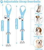 2 Pack Dog Doorbells, Pet Training Bells for Go Outside Potty Training and Communication Device Large Loud Dog Bell Cat Puppy Interactive Toys Adjustable Strap Door Bell (Light Blue)