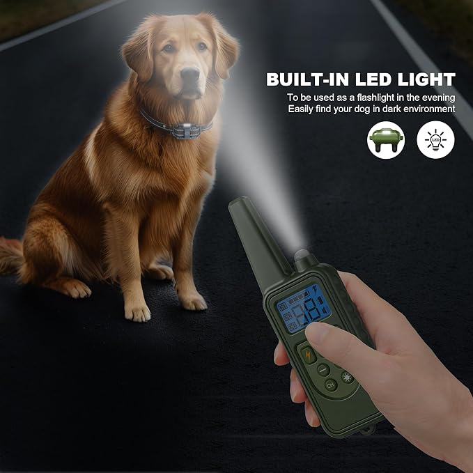Dog Training Collar with Remote, 2600FT Range,4 Training Modes Beep, Shake, Safe Shock, LED Light,Rechargeable IPX7 Waterproof for All Breeds Sizes, withThree Receiver Collars for 3 Dogs
