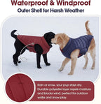 QBLEEV Reversible Dog Jacket for Large Dogs, Waterproof Windproof Winter Coat with Adjustable Hook & Loop Design, Lightweight Puffer Vest Keeps Dogs Warm & Dry, Wine Red, XL – Fits Pitbull, Boxer