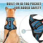 BARKBAY No Pull Dog Harness Large Step in Reflective Dog Harness with Front Clip and Easy Control Handle for Walking Training Running with ID tag Pocke(Blue/Black,M