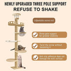 Tall Ceiling Cat Tree, Height Adjustable 6-Tier Hemp Scratching Post for Indoor and Outdoor Use - Sturdy Cat Activity Tower for Large Cats 1 Set 1 Set