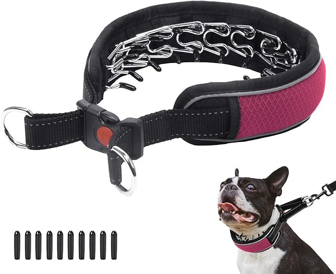 Martingale Collar for Dogs, Reflective No Pull Dog Collar for Large Medium Dogs, Adjustable Anti Pull Dog Collar for Training Walking, Heavy Duty Nylon Slip Collar with Buckle 2 Inch Wide M Wine Red