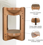 Necoichi Cat Scratcher Tower for Indoor Cats - Cat Scratching Post Lounger with Reversible Usability and Extra Comfort for Lounge, Cardboard Bed Couch / (XL, Oak)