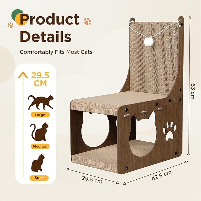 Gimars Walnut Chair Cat House, MZB-HCS-H