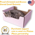 Hide & Scratch Cardboard Cat Scratcher Box & Bed - Light Pink Diamond | Double-Sided Corrugated Pad for Indoor Cats | Refillable Scratching Board Toy for Play & Furniture Protection