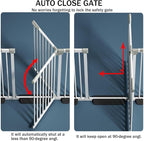 51.18 Inch Extra Tall Pet Gate, 29.5-43" Adjustable Wide Auto Close Dog Gates, Pressure Mounted Walk Through Tall Cat Gate for Doorways,Hallway,Stairs（White）