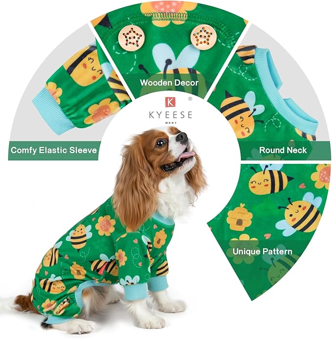 KYEESE Dog Pajamas Dog Pajamas Large Sized Dogs Stretchy Pets Pjs Velvet Pet Jammies Coat Little Bee Pets Pjs Comfy Dogs Clothes Soft Pet Onesie Costume Stretchable Clothes, XXX-Large