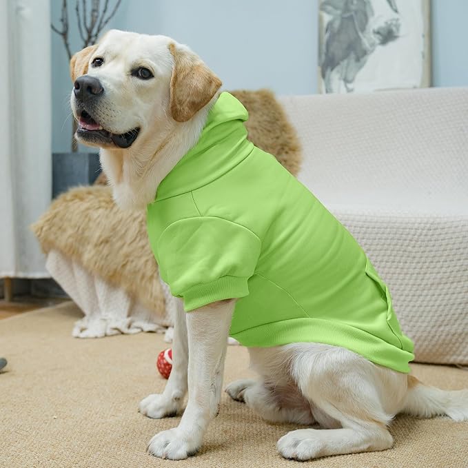 KOOLTAIL Dog Hoodie for Large Medium Small Dogs, Soft and Warm Pet Sweater with Leash Hole and Pocket Boy Girl, Puppy Fall Winter Jacket Clothes, French Pitbull Cold Weather Coat Sweatshirt,Green L