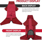 BRKURLEG Full Body Dog Winter Coat Warm Fleece Pullover Pajamas, Four Legs Covered Windproof Dog Jacket for Small to Large Dogs, Turtleneck Dogs Snowsuit, Pet Cold Weather Clothes, Red XL