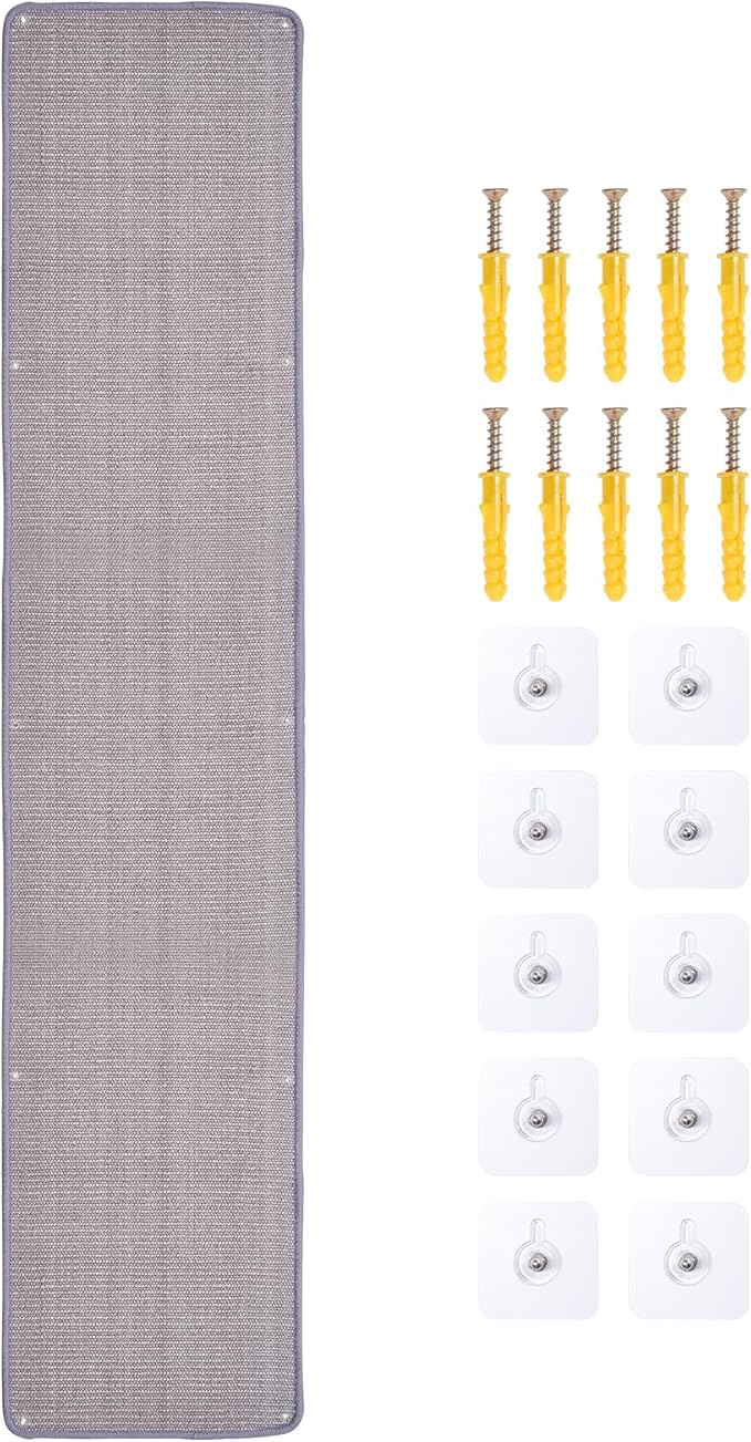 Natural Sisal Cat Scratcher Mat, Wall Scratcher Carpet, Cat Climbing Wall, Large Tall Scratching Post, Sofa Protector, Scratching Mat Pad for Indoor Cats (Gray, 78.7" Lx15.7 W, 1PC)