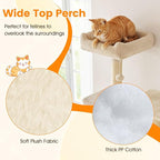PETSITE 80-inch Tall Modern Cat Tree, Multi-Level Cat Tower with 2 Comfy Condos, Sisal Scratching Posts, Side Basket, Snug Hammock, and Dangling Balls, Ideal for Indoor Cats and Kittens (Beige)