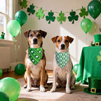 St. Patrick’s Day Bandanas 2-Pack for Small to Medium Dogs - Reversible Leprechaun Hats Shamrock Scarf, Green & White Pet Accessories for Irish Gift