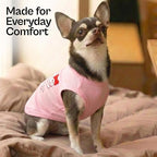 Parisian Pet Dog Shirt - 100% Cotton Shirts for Small Dogs - Pink Sleeveless Girl Pet Clothes - Lightweight and Breathable Puppy Clothes - Stretchy Dog Apparel for Little Sister Dogs
