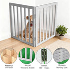 ZJSF Freestanding Indoor Dog Gate for House Foldable Wood Grey Puppy Gate for Doorways Pet Gate for Stairs Extra Wide Pet Fence 24" Height 2 Panels