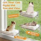 Cordless Cat Window Perch, Foldable Cat Window Hammock, 4 Strong Suction Cups, Solid Metal Frame, Patented Hook Design (Cushion White L)