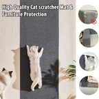 NATUYA Cat Scratcher Mat, 39.4"x15.8" Trimmable Couch Furniture Protector, Self-Adhesive Replacement Carpet for Cats Tree Shelves Wall Scratching Post, Dark Gray