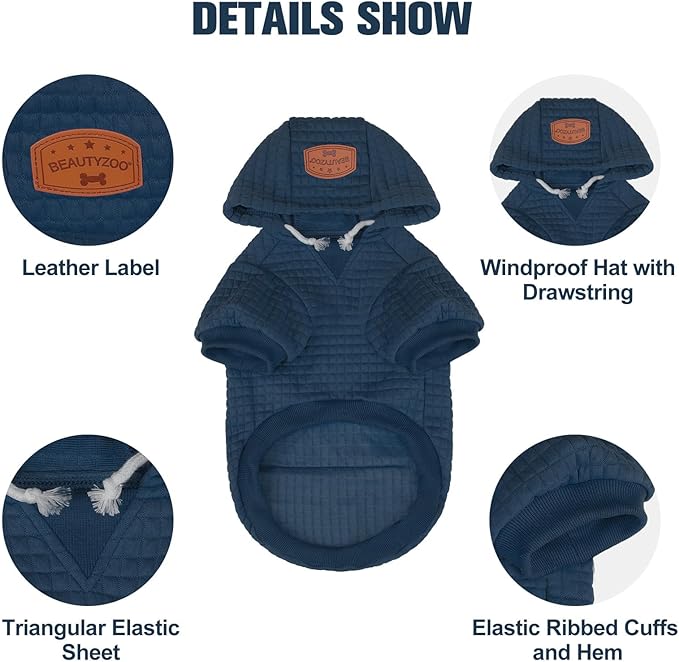 BEAUTYZOO Dog Sweaters for Extra Large Dogs Girl Boy, XXXL Dog Hoodie with Pocket & Leash Hole, Soft Warm Waffle-Like Laminated Cotton Pet Clothes for Cold Weather, Doberman Great Dane Sweatshirt, 3XL