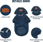 BEAUTYZOO Medium Dog Hoodie Sweater with Pockets, Dog Clothes for Small Medium Dogs Boy Girl, Waffle-Like Laminated Cotton Pet Coats with Hat and Leash Hole, Navy Blue XL
