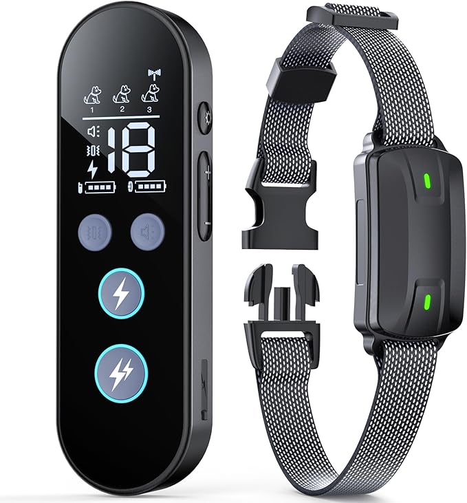 Dog Shock Collar with Remote Control, Dog Training Collar for Large Medium Dogs 40-120lbs Waterproof, Shock Collar for Dogs with Beep Vibration Security Lock (Matte Black)