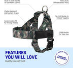 DF Co. Dog Harness | Chafe Resistant Webbing, Adjustable Neck & Chest, and Heavy Duty D-Ring | Sturdy, Comfortable, Easy to Use | Green Camo, Size XL