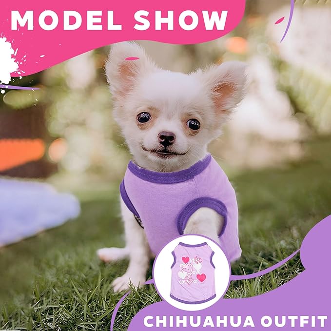 4 Pieces Dog Shirts Dog Clothes for Small Dogs Cute Pink Puppy Clothes Soft Yorkie Chihuahua Pet Cat Outfit Clothing S