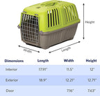 MidWest Homes for Pets Spree Travel Carrier – Hard-Sided Dog & Cat Carrier, Small Pet Travel Crate with Handle, Ventilated Design, Easy Assembly, 19-Inch, Green