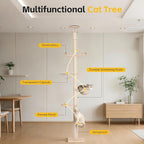 Floor to Ceiling Cat Tree 110-118 Inches Adjustable, Tall Cat Tower with 6 Sisal Scratching Posts & Triple Bolt Lock, Multi-Level Cat Activity Center for Large Indoor Cats