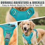 BARKBAY No Pull Dog Harness Large Reflective Dog Harness with Front Clip and Easy Control Handle for Walking Training Running with ID tag Pocket(Ocean Blue,XL)
