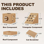 DIY Cat House with Scratcher Cardboard, Condo with Scratching Pads,Cats Play House, DIY Modular Cat Boxes, Indoor Kitty Scratcher Hideout for One or More Cats, Cat Tower Castle Tunnel, 5 Parts