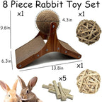 Rabbit Scratching Toys, Sisal Bunny Scratcher Ball and Scratch Cardboard Pad, Pet Enrichment Interactive Toy for Indoor Bunnies Ferrets Chinchillas Small Animals Boredom Breaker