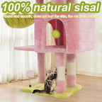 Cat Tree Tower with Metal Frame Hammock, 41'' Cat Trees for Indoor Cats Large Adult, Cat Towers with Scratching Post, Cats Condo furniture with Pink Flower Perch, Cats Climbing Tower for Kittens(Pink)
