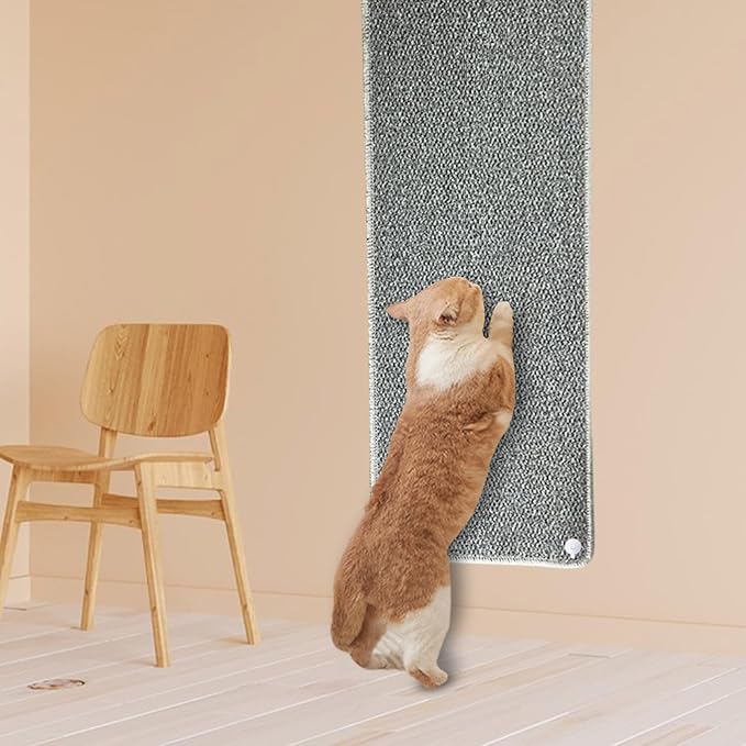 70.9"x 15.7" Thickened Extra Large Cat Wall Climbing Carpet with 10pcs Fixed Nails, Durable Cat Wall Furniture, Wall Scratcher, Scratching Post, Couch Sofa Protector, Gray