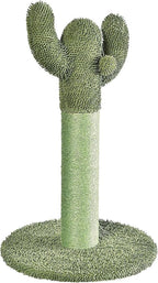 Amazon Basics Cat Scratching Post, Indoor Cactus with Natural Sisal for Kittens with Dangling Ball Toy, Medium, 25.6"H, Green