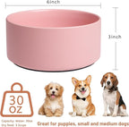 Dog Bowls, Non Slip Ceramic Dog Food and Water Bowl with Silicone Base, Heavy Pet Feeding Bowl for Puppies, Small and Medium Dogs (Pink, 6 Inches)
