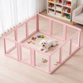 DIY Clear Acrylic Dog Playpen House,Quick Easy Assembly and Disassembly,Strong Floor Suction,Indoor and Outdoor Use,Easy Cleansing Puppy Fence (Skin Pink, 30.3" H, 12PCS)