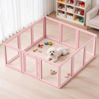DIY Clear Acrylic Dog Playpen House,Quick Easy Assembly and Disassembly,Strong Floor Suction,Indoor and Outdoor Use,Easy Cleansing Puppy Fence (Skin Pink, 30.3" H, 12PCS)