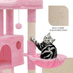Athena Collection Cat Tree, 36 Inch Tall Cat Tree Tower for Indoor Cats, Multi-Level Cat Tower House Activity Center Climbing Tower with Cat Condo & Hammock & Scratching Post & Dangling Ball, Pink