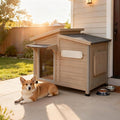 Outdoor Dog House Waterproof for Small to Medium Dogs Breeds with Openable Asphalt Roof, Anti-Chewing Iron Frame, Window, Weatherproof Indoor Outside (34" LX 22" WX 26.5" H)