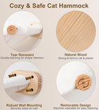 Cat Stairs Hammock Set of 4 – Cat Wall Shelves with 1 Floating Fabric Hammock, 1 Flat Shelf, 2 Wall Ladders with 4 Steps Each