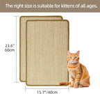 Cat Scratcher Mat [2-Pack], 23.6 X 15.7 Inch, Natural Sisal Cat Scratch Mats, Horizontal Cat Floor Scratching Pad Rug with Sticky Tapes, Protect Couch and Carpets (Natural Color)