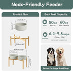 Ceramic Raised Double Bowls Set with Stand, Food & Water Bowls for Large Breed Dogs, Weighted Dog Dishes, Pet Bowl(8.2'',60OZ, Grey)