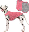 KYEESE 2Pack Dog Shirt, Lightweight Sun Protection Sleeveless Dog T Shirts for Medium Large Dogs, Breathable Pet Reflective Tank Top Summer Dogs Clothes for Outdoor Walking, Coral Red+Grey, 2XL