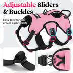 rabbitgoo Escape Proof Dog Harness Large Dogs, Soft Padded Full Body Pet Harness, Reflective Adjustable No Pull Vest with Lift Handle and Leash Clip for Walking Hiking, Light Pink, XL