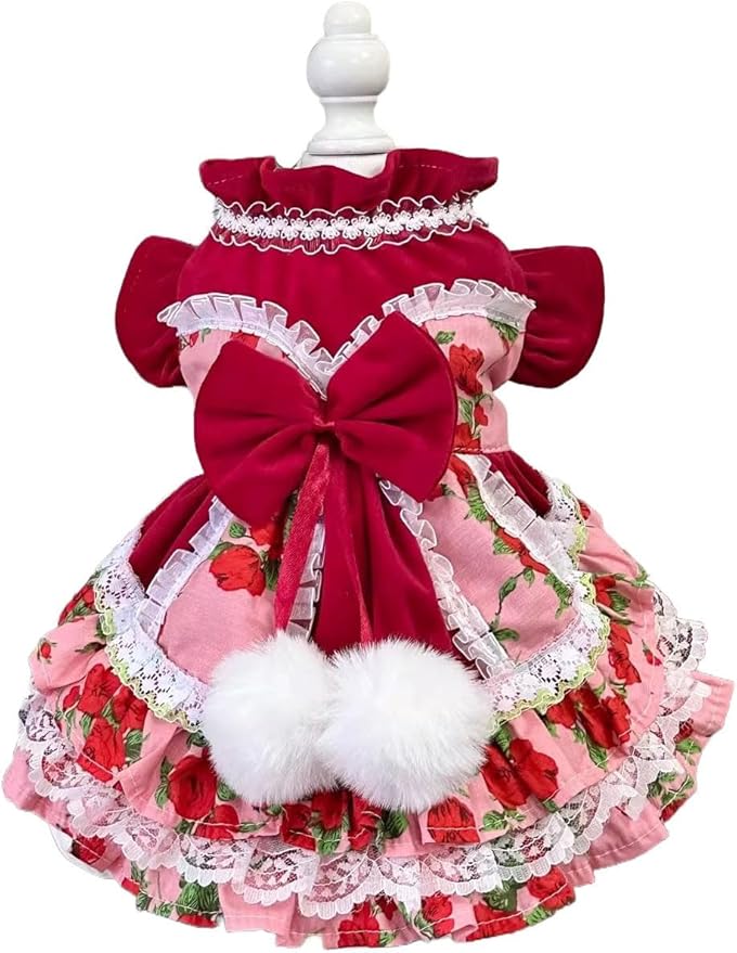 Furbabycare® Elegant Sweet Fashion Puppy Dog Blingbling Princess Skirt Pet Dog Lace Cake Camisole Tutu Dress B-Pink X-Small